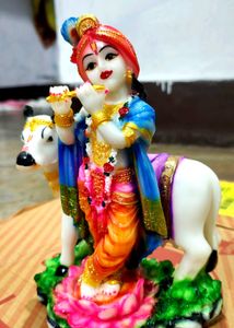Lord Krishna Statue with Cow