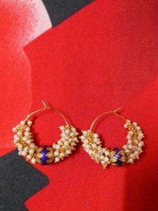 Pearl & Gold Hoop Earrings