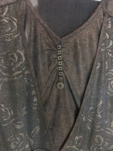 Shimmery V-Neck Long Sleeve Top