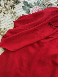 Flowy Off shoulder Red Tunic with Bow Detail