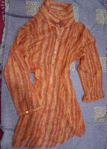 Orange Tie-Dye Vintage Tunic Top/short kurti
