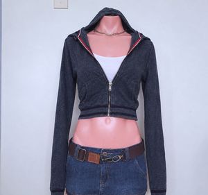 Jockey Vintage cropped Grey Zip-Up Hoodie