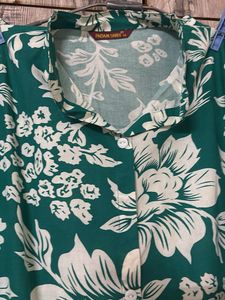Green Floral Print Kurta