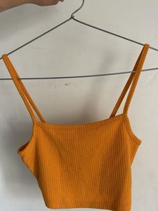 Ribbed Orange Spaghetti H&amp;M Crop Top