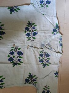 Blue Floral Print Cotton Kurta