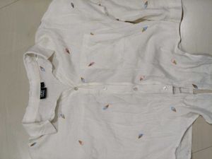 Vera moda Cream Embroidered Button-Up Shirt