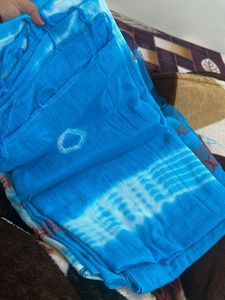Blue Embroidered Dress Material