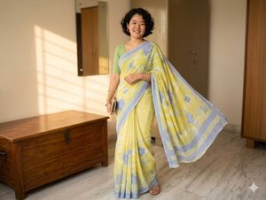 Vibrant Floral Print Sarees (Set of 2)