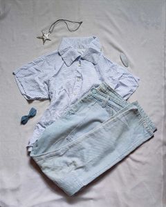 🤯COMBO🤯 Striped Button-Up Shirt and Jeans
