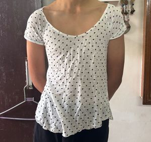White Polka Dot Casual Top