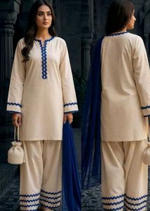 Elegant Cream Kurta with Blue Accents