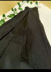 Chic Black Sleeveless Polka Dot Dress