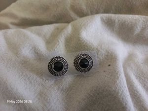 Elegant Black Stone Stud Earrings
