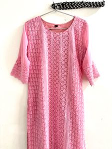 Pink Chikankari Kurta