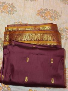 Elegant Maroon Saree with Gold Border