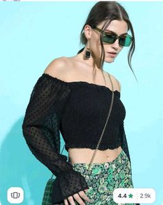 black off shoulder smocky top