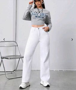 IMELDA White Wide Leg Denim Jeans