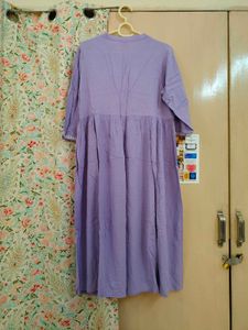 Lavender Embroidered Flared Kurta