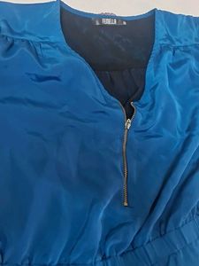 Chic Teal Blue Zipper Dress