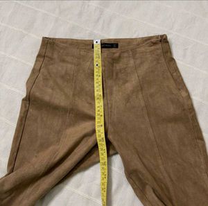 Zara Suede Ankle Zip Pants