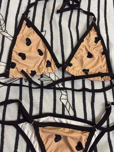 Cute Heart Print Bikini Set