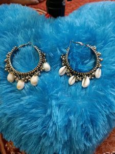 Stylist Earrings With Shank Design Silver And Whit