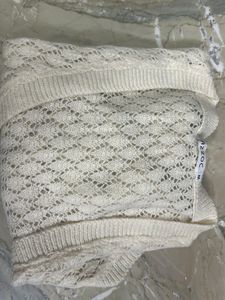 Cream Cable Knit Cropped crochet Cardigan