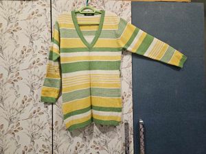 Striped V-Neck Sweater Top