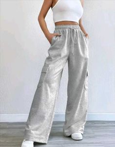 Grey Wide-Leg Lounge Pants