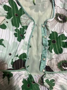 Floral Print Top with Ruffle Sleeves