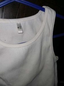 Set of 2 Ribbed Crop Tank Tops (Black &amp; White) - S