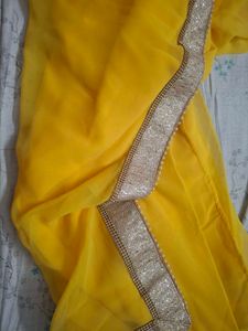 Vibrant Yellow Saree with Embellished Border