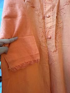 Orange Embroidered Kurta