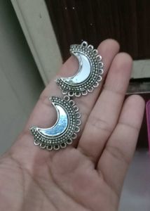 Silver Tone Crescent Moon Earrings
