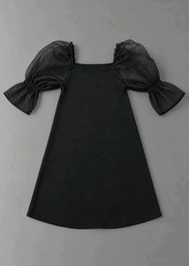 BLACK PUFF SLEEVE MINI DRESS