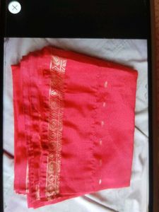 Beautiful Pink Saree with Golden Border