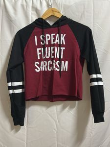 Sarcasm Graphic Cropped Hoodie