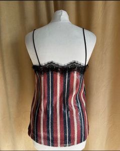 ZARA Striped Cami Top with Lace Trim