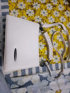 Chic White Textured Crossbody Bag .not used