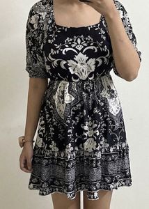 Zudio Black & White Floral Mini Dress