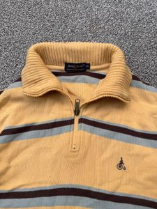 Men's Striped Quarter Zip Sweater