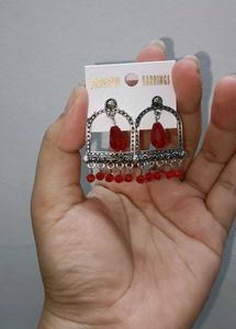 Pink Gemstone Jhumka Earrings