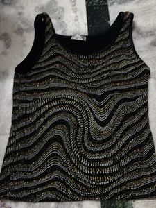 Sparkly Black & Gold Wave Tank Top