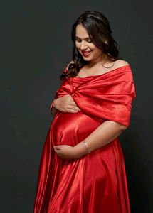 Elegant Red Maternity Gown