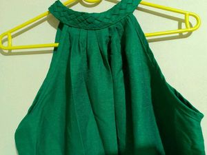 Elegant Green Halter Neck Midi Dress