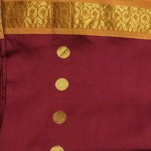 Maroon Silk Saree with Blouse