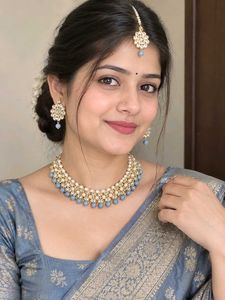 NEW grey necklace set (necklace+earrings+mang