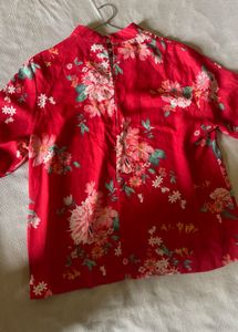 Light Red Floral Print Blouse