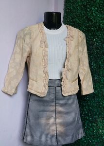 Vintage Cream Lace Cropped Jacket
