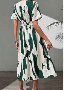 Stylish Abstract Print Midi Dress